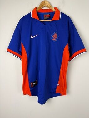 Netherlands 1997/98 Nike Away Jersey - Royal Blue & Orange, Size Large